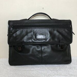 TUMI Black Leather 15" x 11" Soft Side Briefcase